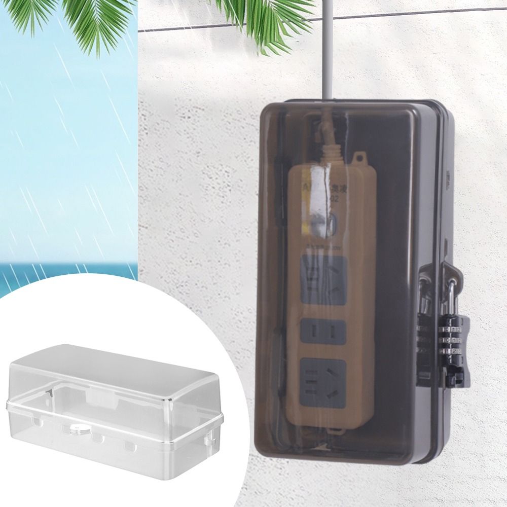 Outdoor Power Strip Weatherproof - กล่องจัดเก็บปลั๊กพลาสติกแบบพกพา กันขโมย กันน้ำ กล่องจัดสายไฟ ทนทานต่อสภาพอากาศ ป้องกันปลั๊กไฟ