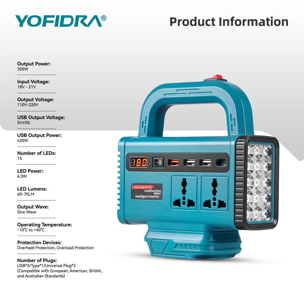 อินเวอร์เตอร์พกพา YOFIDRA 220V - Ac Outdoor Power บทวิจารณ์และราคา